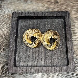 Vintage Gold Tone Love Knot Earrings